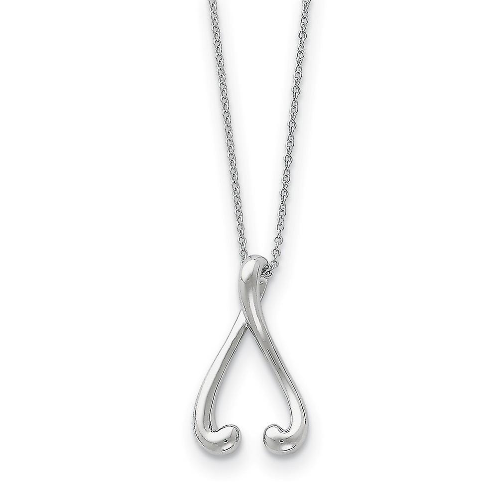 Colar com pingente de argola de mola em prata de lei 925 polida e oxidada, 45 cm (18 polegadas), para mulheres.