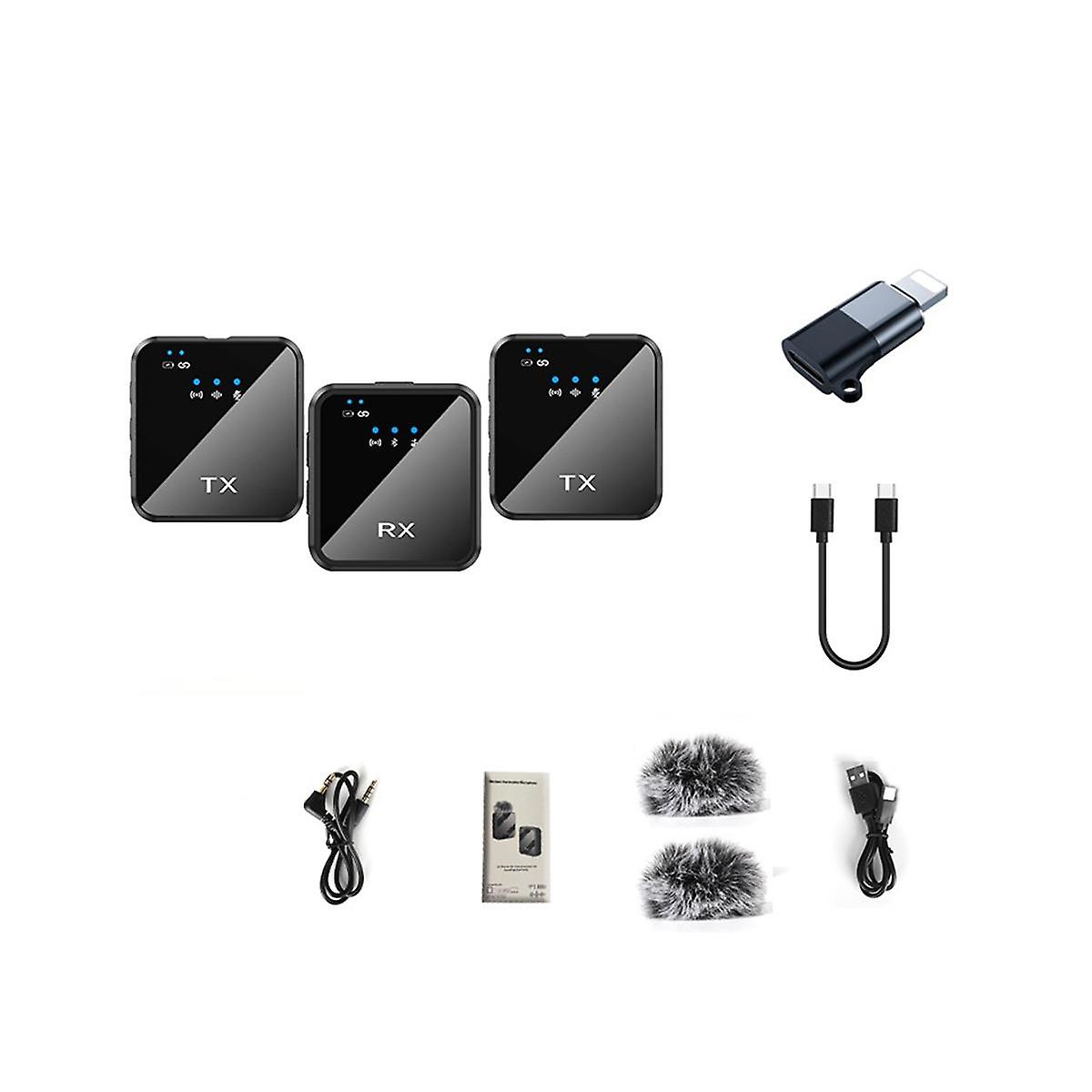 Système de microphone sans fil à réduction de bruit Collier portable Clip Microphone Podcast Interview Caméra