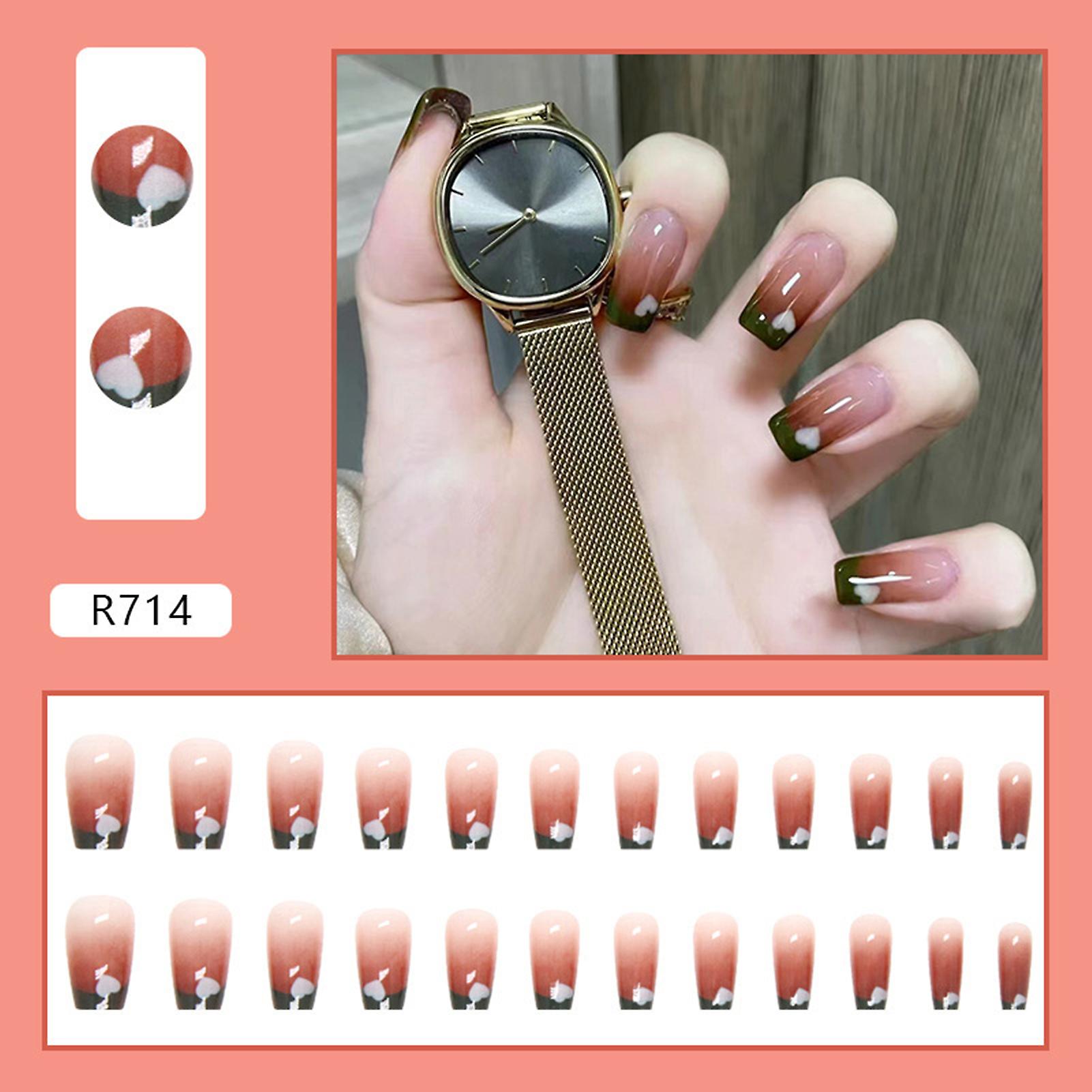 Gradient Mottling Press-on Nails Easy To Apply And Remove Fake Nails