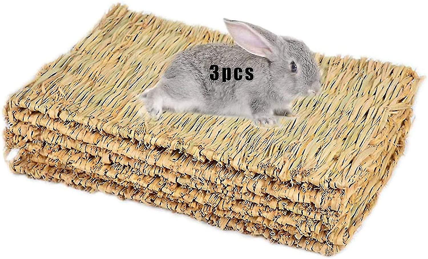 Grass Mat Woven Bed Mat For Rabbit (pack Of 3) (3 Grass Mats)