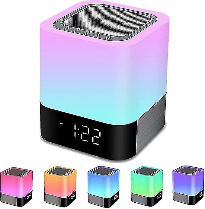 Bedside Lamp With Alarm Clock Bluetooth Speaker, Night Light Bluetooth Speaker Dimmable Rgb Color Changing Led Wireless Speaker Mood Light Bedroom Tab