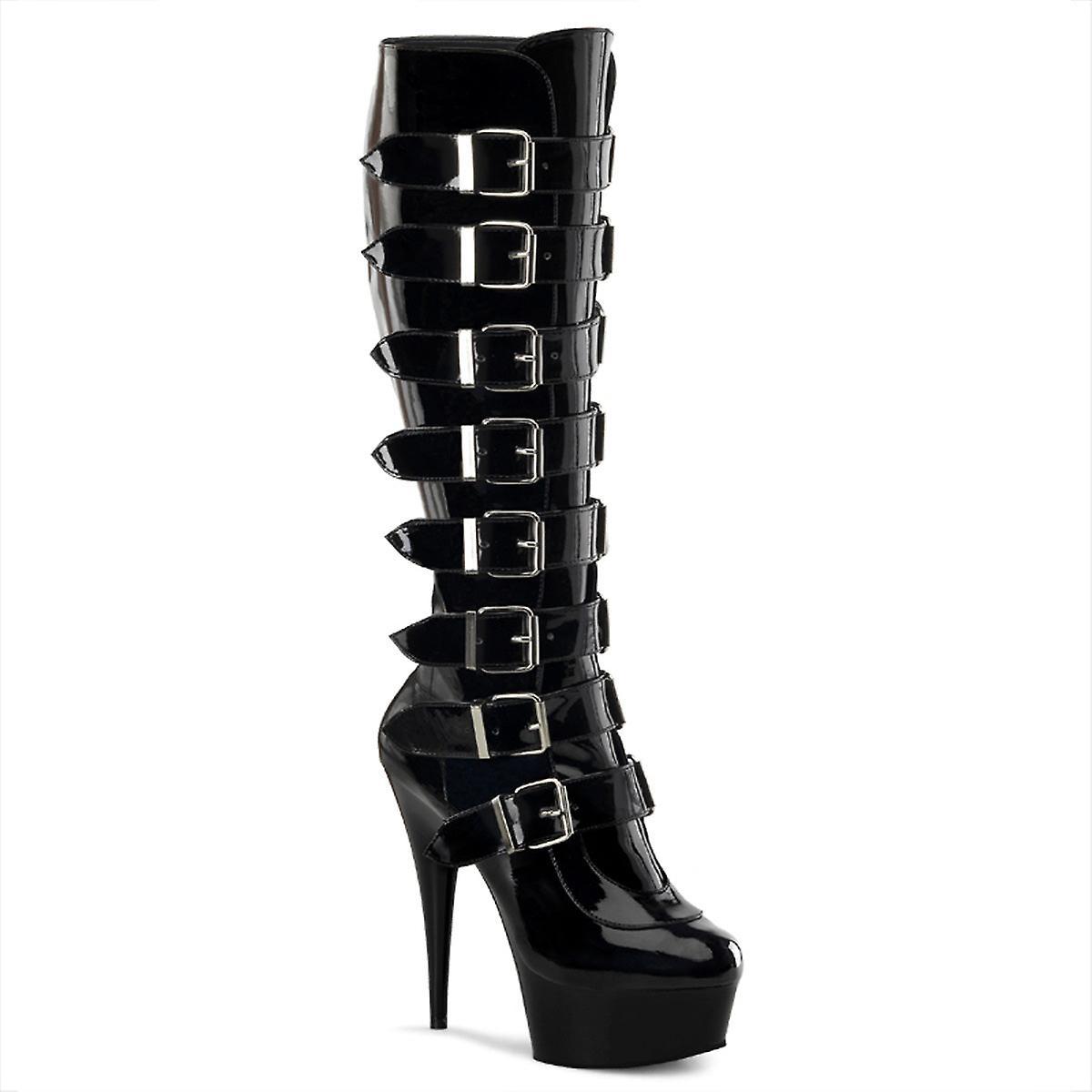 Pleaser Botas de Mujer Delight-2049 Blk Pat/blk