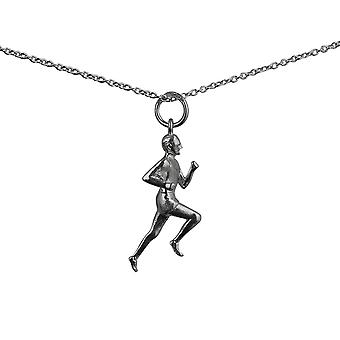 Silver 25x9mm Male Runner Pendant with a rolo Chain 24...