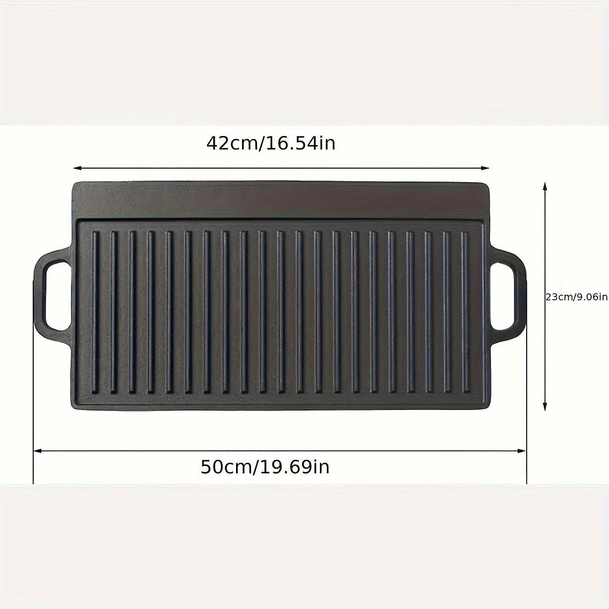 1Pc, Non Stick Grill Pan, Cast Iron Griddle, Double Sided Baking Cooking Tray, Flat Top Griddle For Stovetop, Barbecue Plate