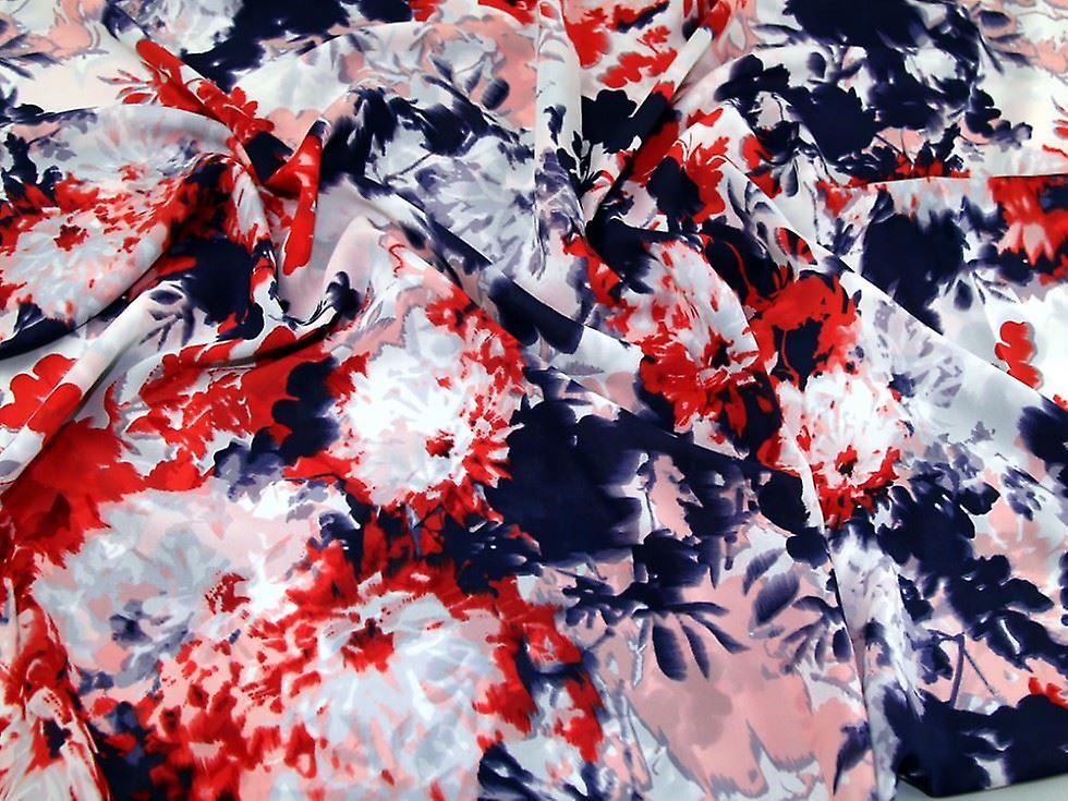 John Kaldor Ice Sheer Chiffon Fabric Red & Navy - per metre