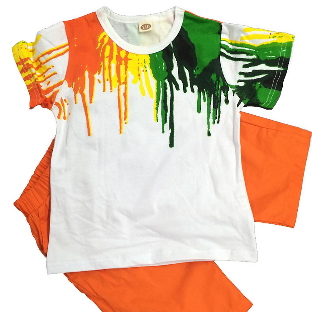 Fianao 2Pcs Hiphop Style Kid Boys Short Sleeve T-Shirt Top Elastic Waist Pants Outfit