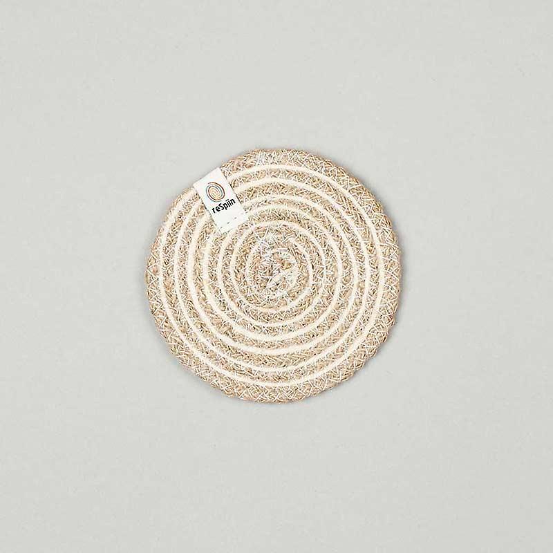 Round Spiral Jute Coaster - Natural/white