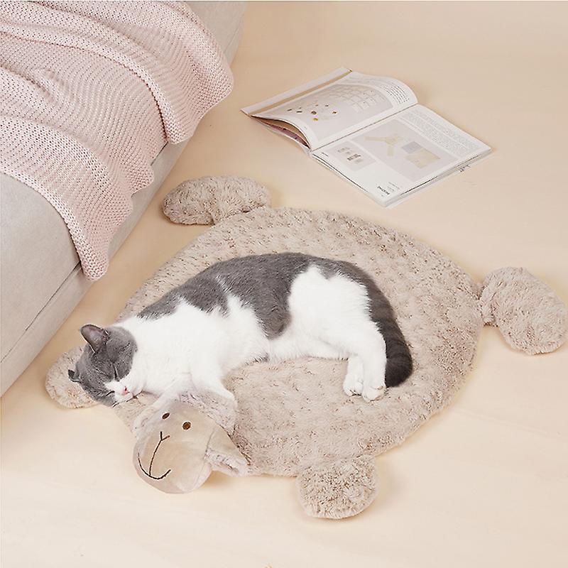 Sheep Shape Pet Sleeping Mat 50x60x6cm Milk Tea Soft Pad