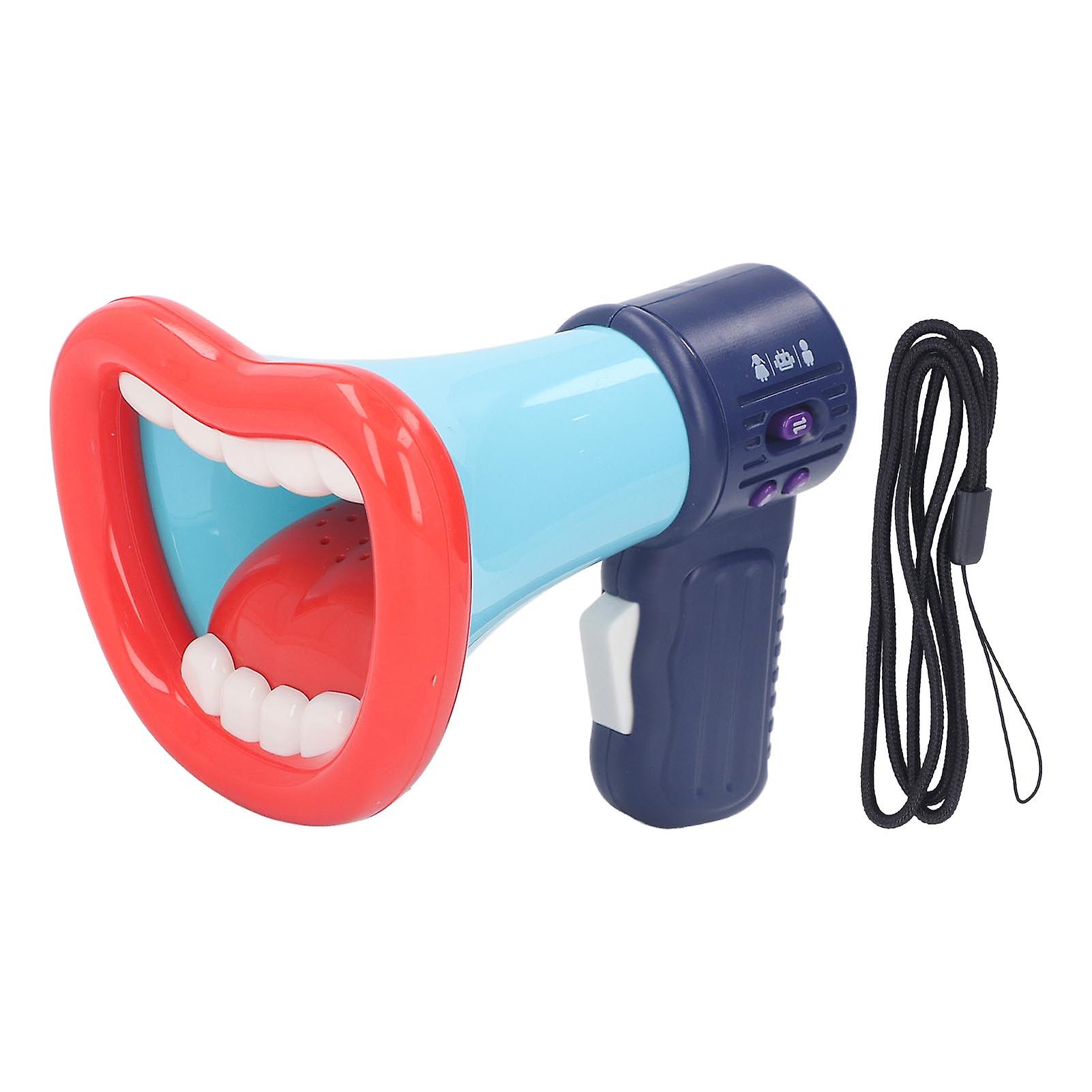 Kids Voice Changer Toy Big Mouth Shape with Multiple Sound Effects Educational Recording Loud Speaker with Lanyard Blue