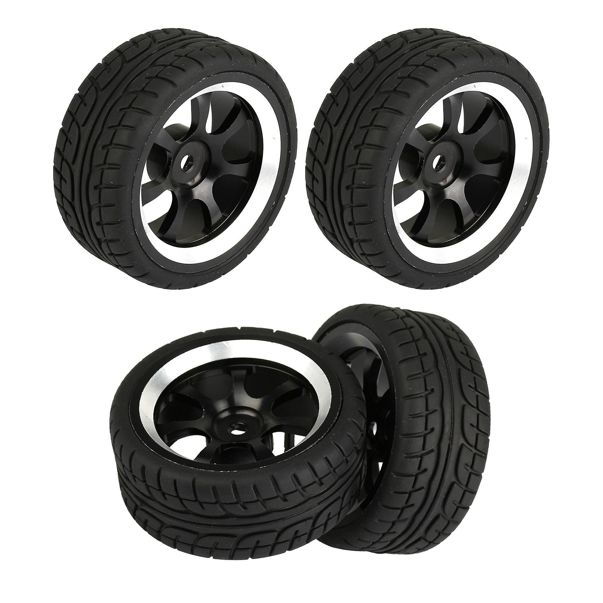 4 Pcs RC Wheel Rims with Rubber Tires for 1:10 65mm Dia x 26mm Width Kit