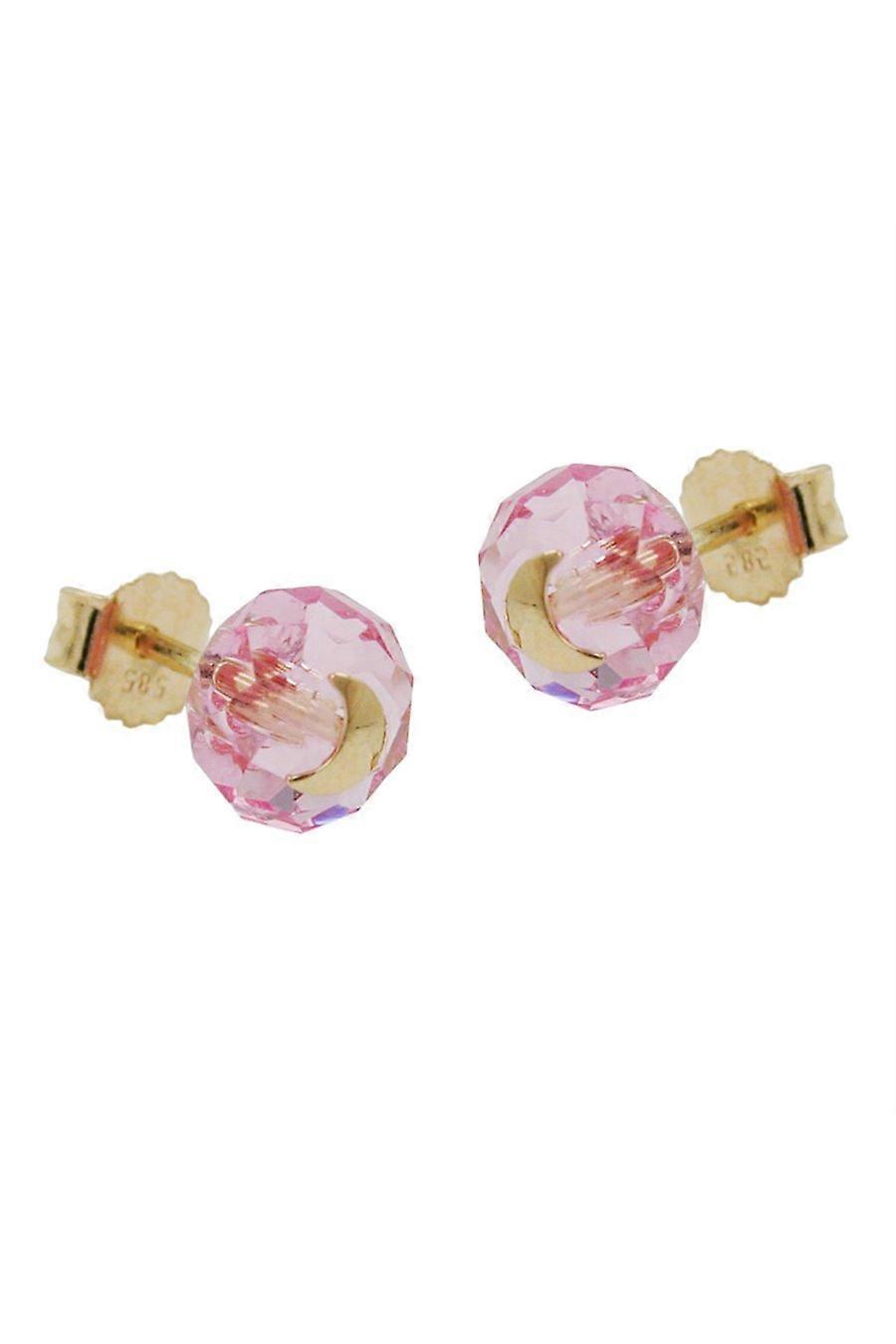 Stud Earrings Crystal Pink Moon 14k Gold - Gl431197