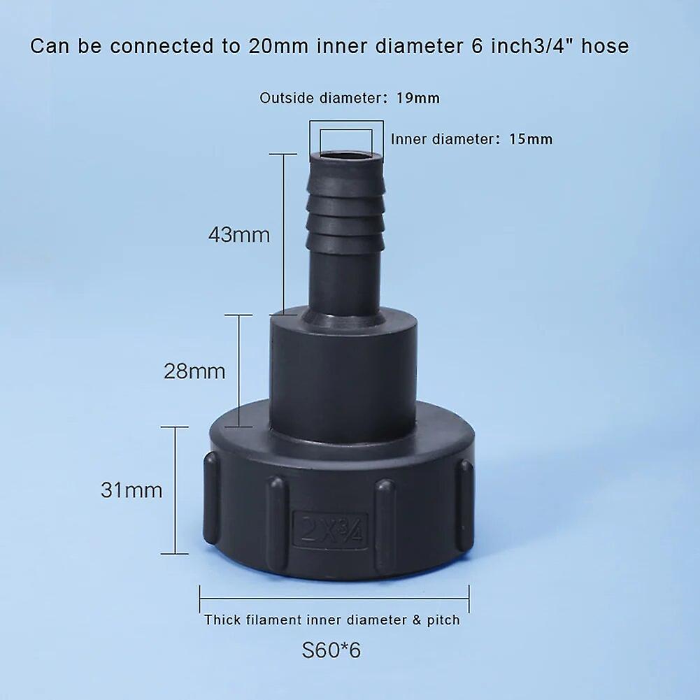 IBC Tank Cup Connector Replaceable Thread PP Plastic 1/2in 3/4in 1in 2in 1pcs Accessories Adapter Black~5481