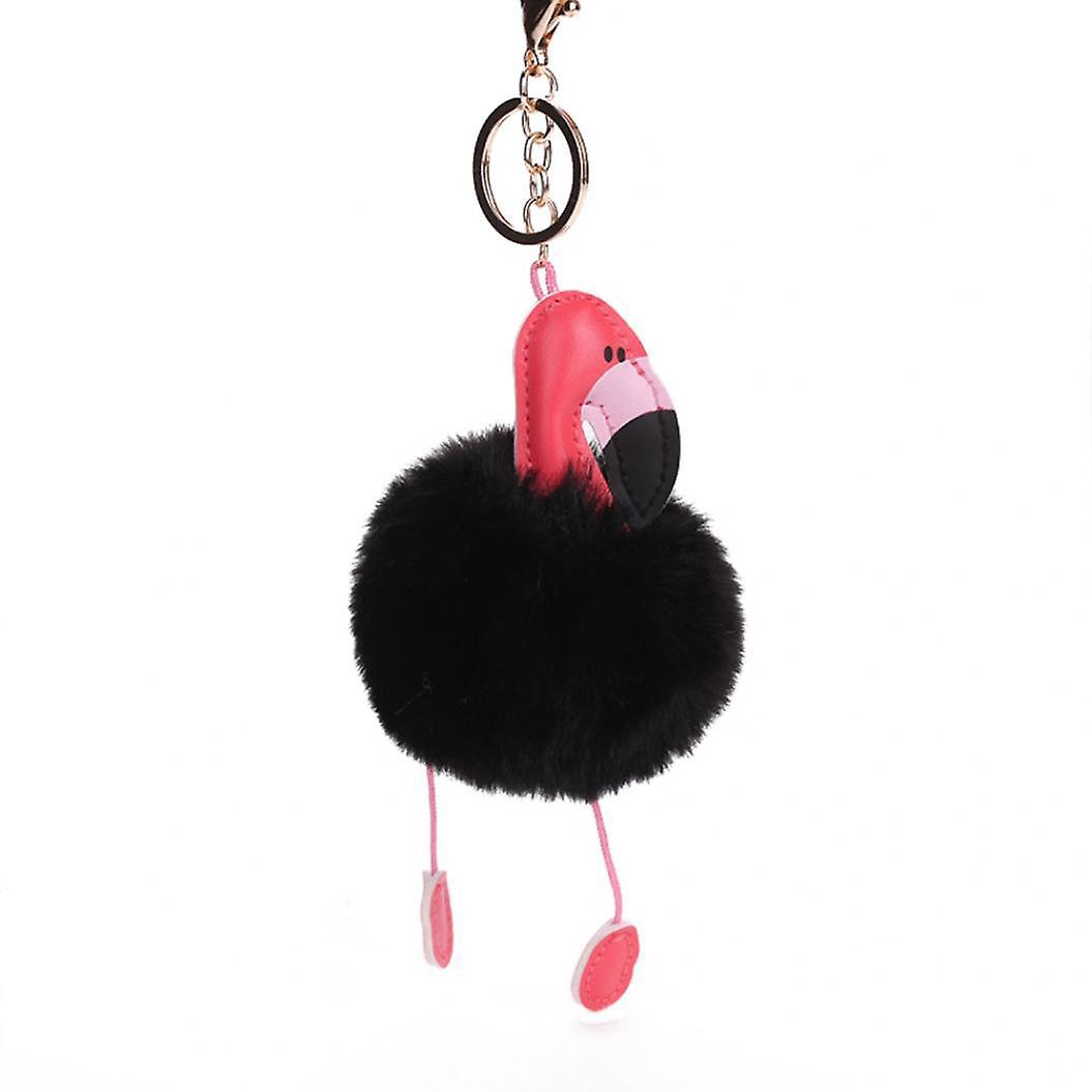 Plush Flamingo Pendant Key Chain Clasp Key Ring Keyring Handbag Car Decoration