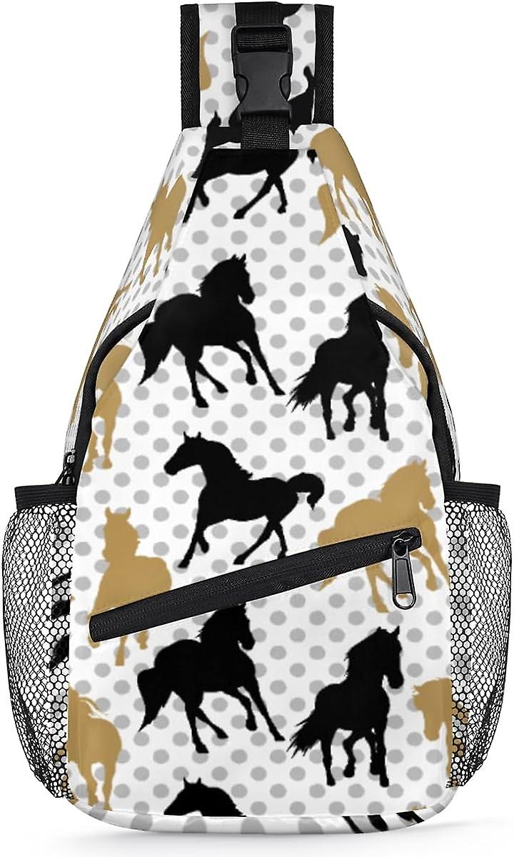AQ00661 الحصان نمط سلس حبال حقيبة ظهر الخيول الحيوانية حقيبة كروسبودي متعددة الأغراض حقيبة كروس بودي السفر المشي لمسافات طويلة حقيبة الصدر عارضة يوم با