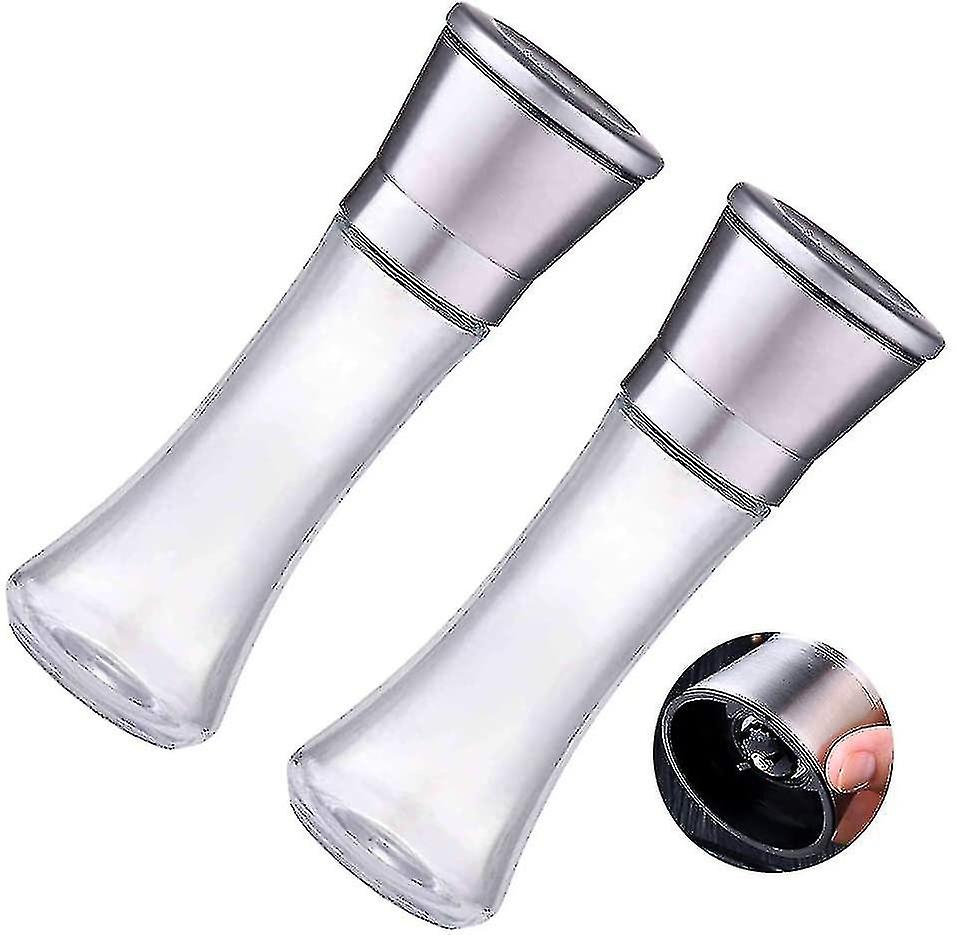 2 Piece salt and pepper grinder set with adjustable non-corrosive ceramic grinder and 304 stainless