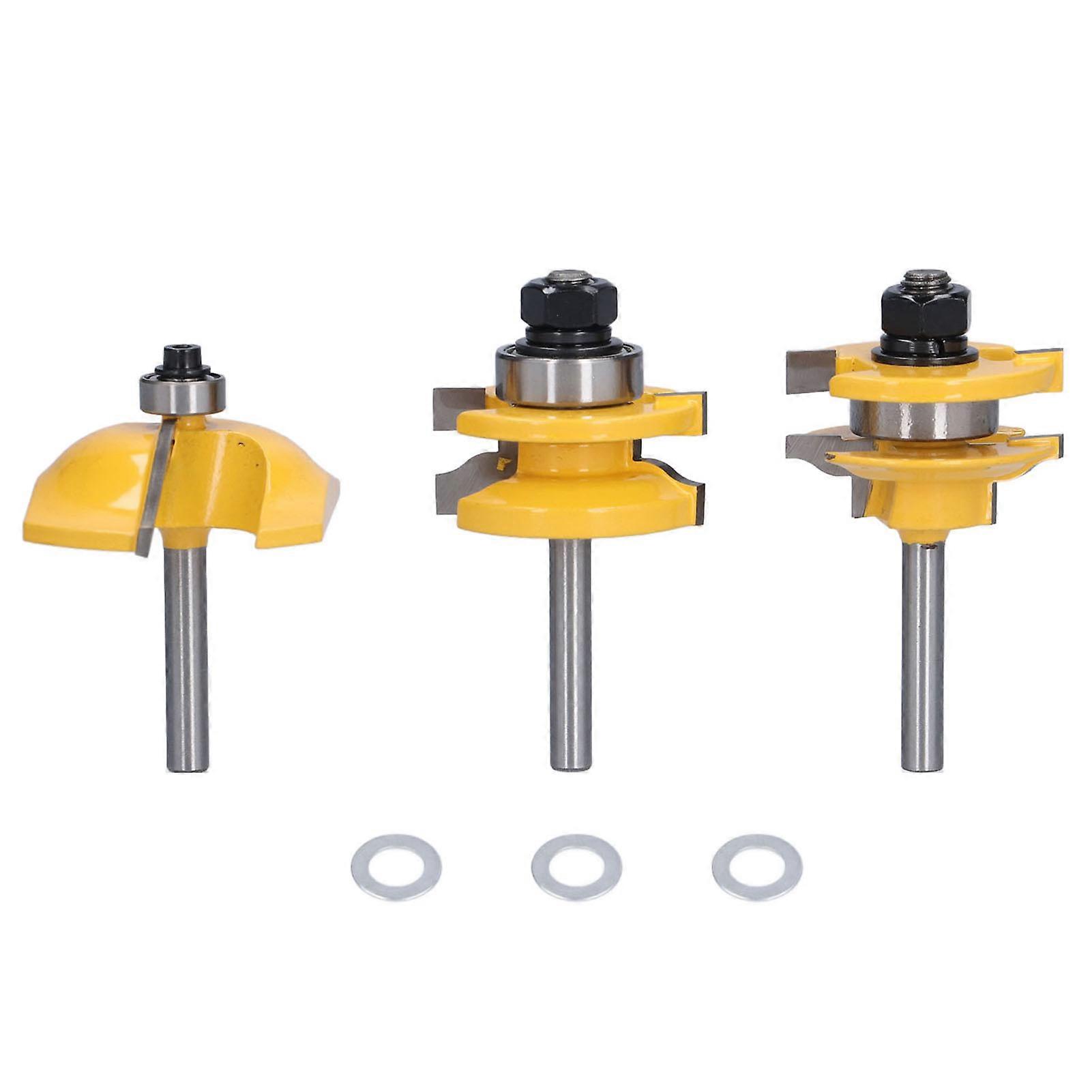 3Pcs Rail Stile Router Bits Roman Ogee Bit Woodworking Groove Tongue Milling Tool 1/4in Shank