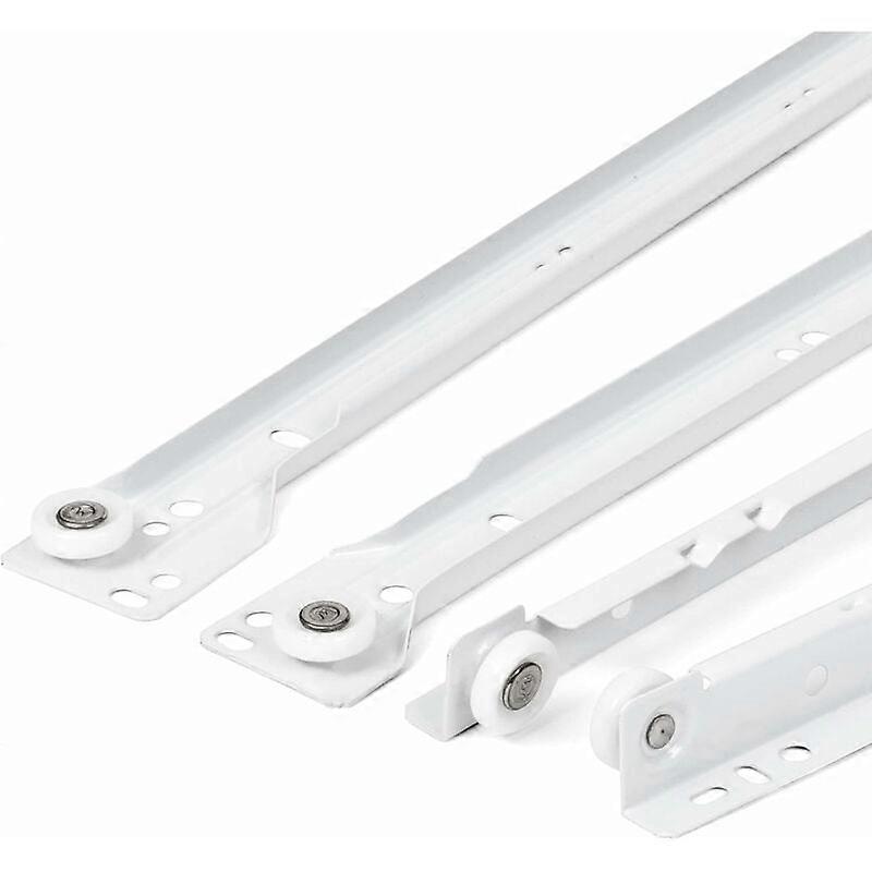 Drawer Runner 400mm - Set of 2 (1 Pair) Sliding Drawer Runners, in White, Partial Extension Slide System - Easy Assembly Sliding Drawer Kit
