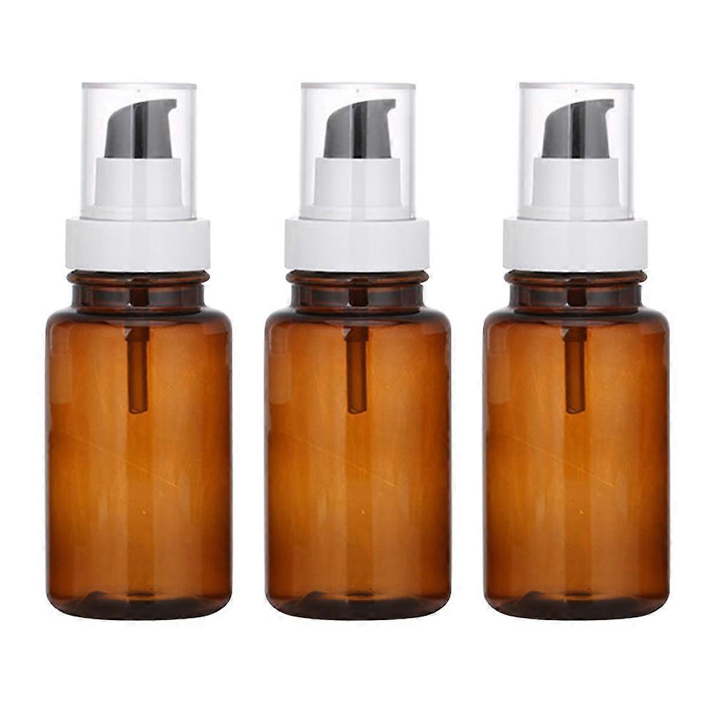 3Pcs 100ml Empty Pump Bottles Essential Oil Bottle Empty Bottles Cosmetic Bottle Portable Pump Bottle (Brown)