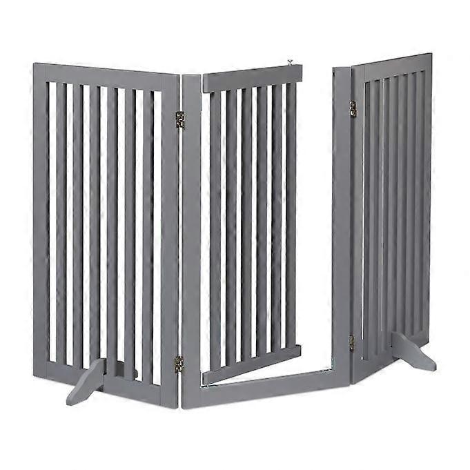 Grey safety gate with door 92 cm