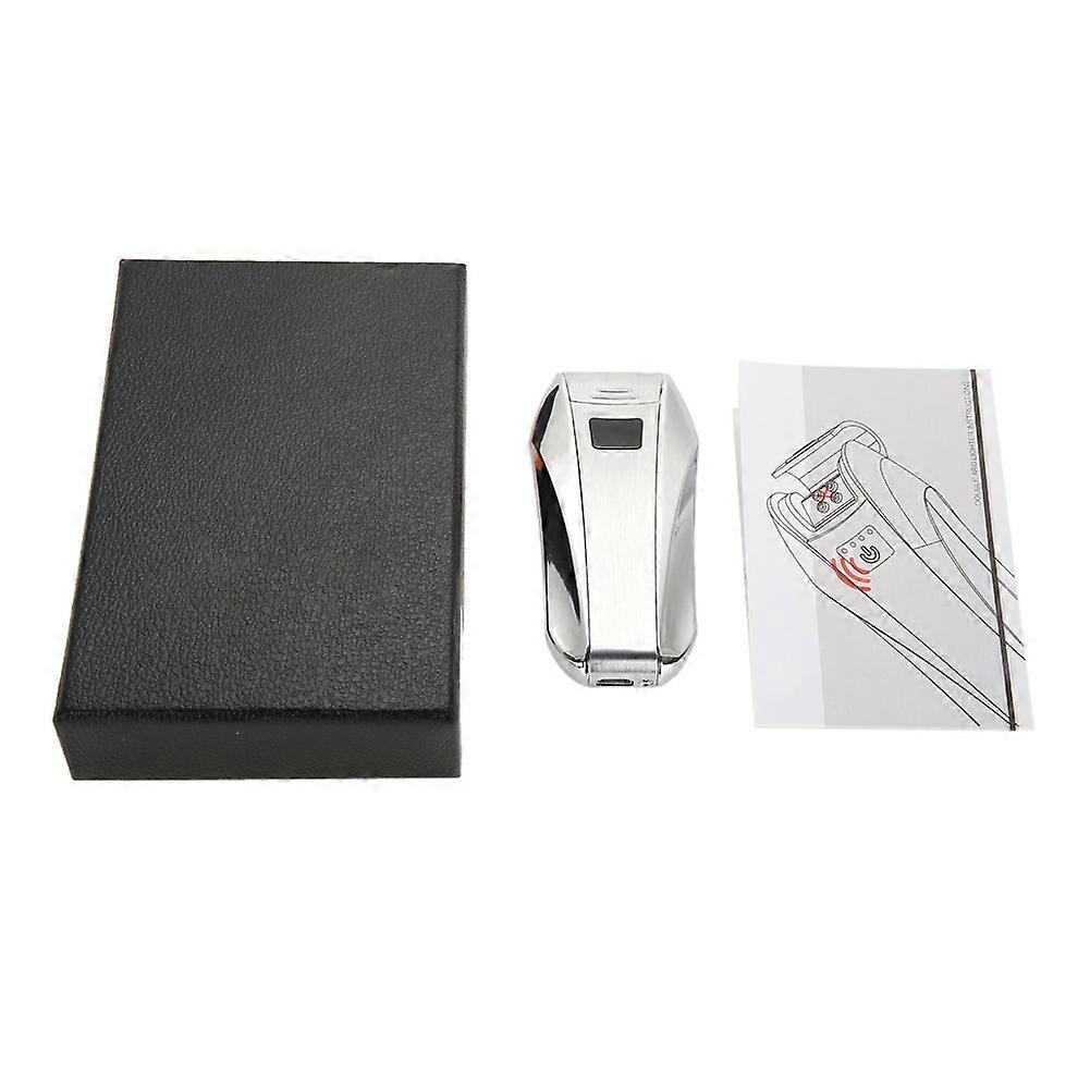 USB Rechargeable Windproof Cigarette Lighter Fingerprint Sensor Type Power Display Silver