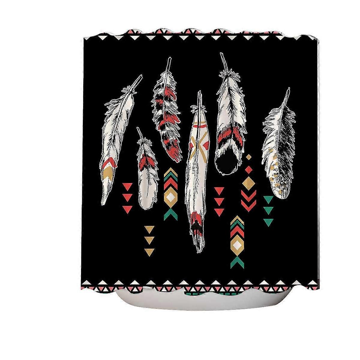 Black Background Feathers Shower Curtain