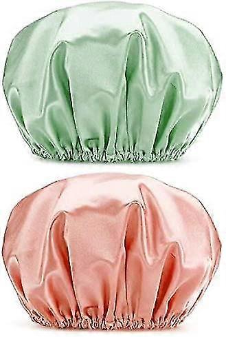 2pcs Heilwiy Shower Cap Bathing Cap Waterproof Shower Cap Elastic Waterproof Shower Caps
