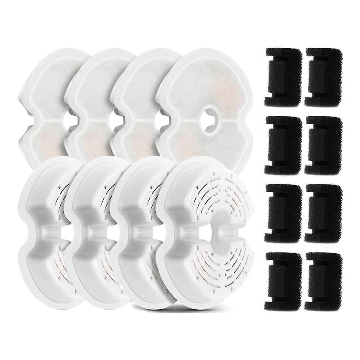 8 Pack Replacement Filters&8 Pump Filters for Cat Fountain Quadruple Filtration Pet Fountain Replac