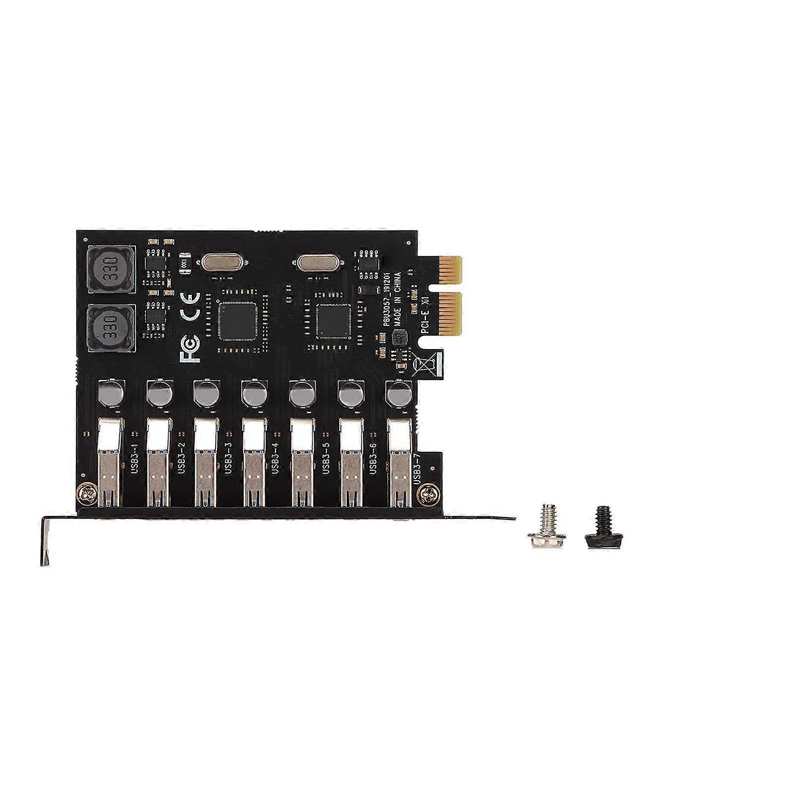 PCIE to USB 3.0 Expansion Card 5Gbps High Speed 4A Power Supply VIA Chip PCB with 7 USB3.0 Ports for Windows