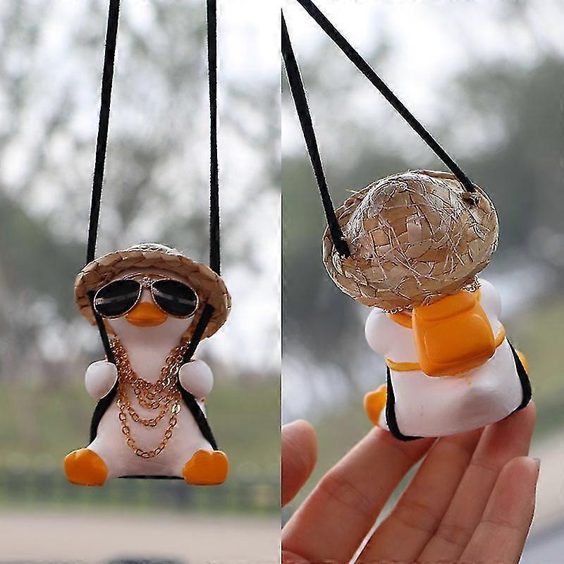 Barsinfi Swing duck car ornament cute swing duck on the car rearview mirror pendant