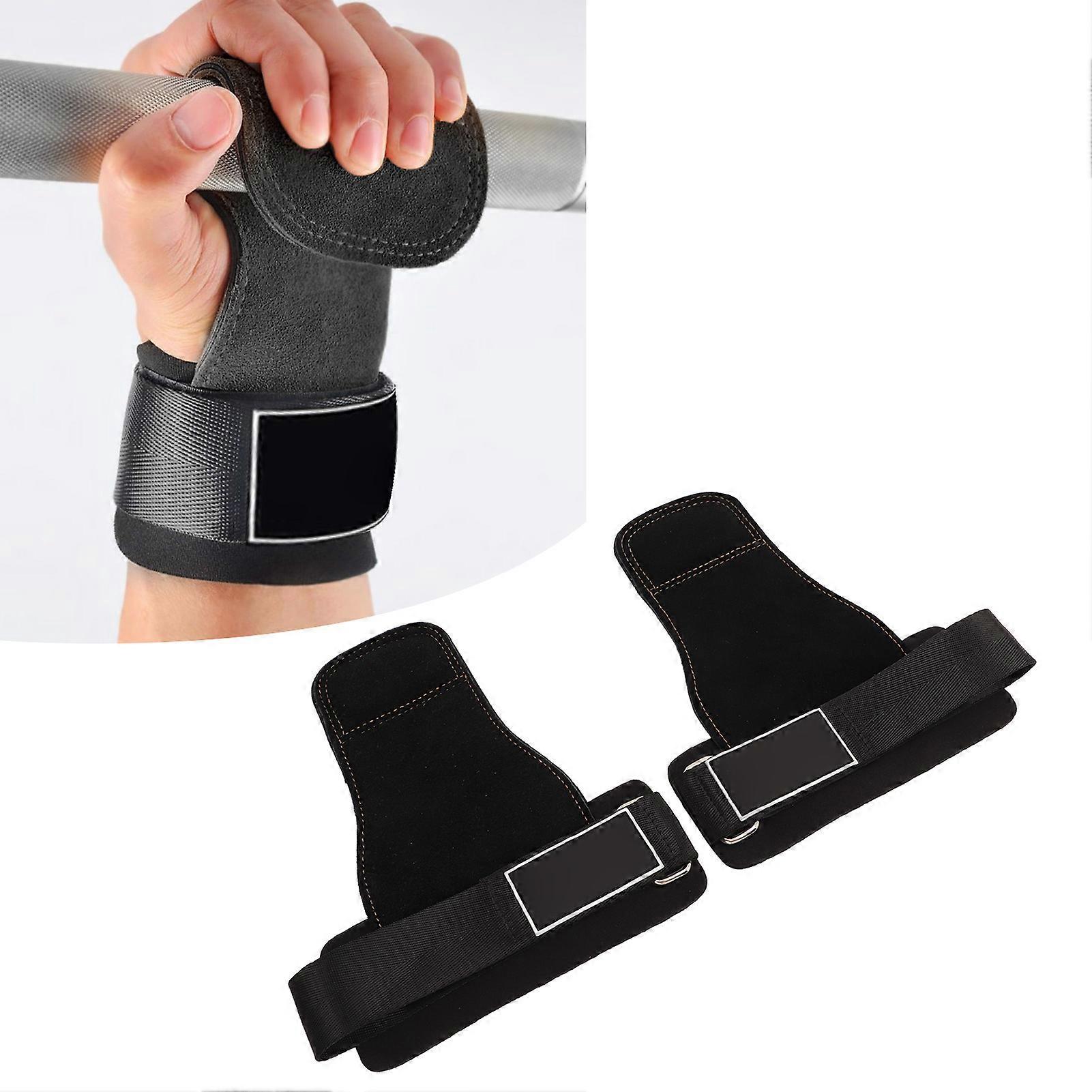 1Pair Real Leather Weight Lifting Wrist Straps Weight Lifting Grips with Wrist Straps with 3 Layer Leather for Men Women Thickened