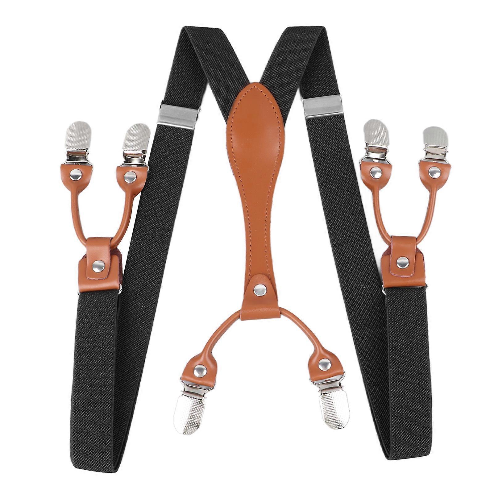 Men Suspender Double Layer Adjustable Elastic Comfortable Suspenders Black