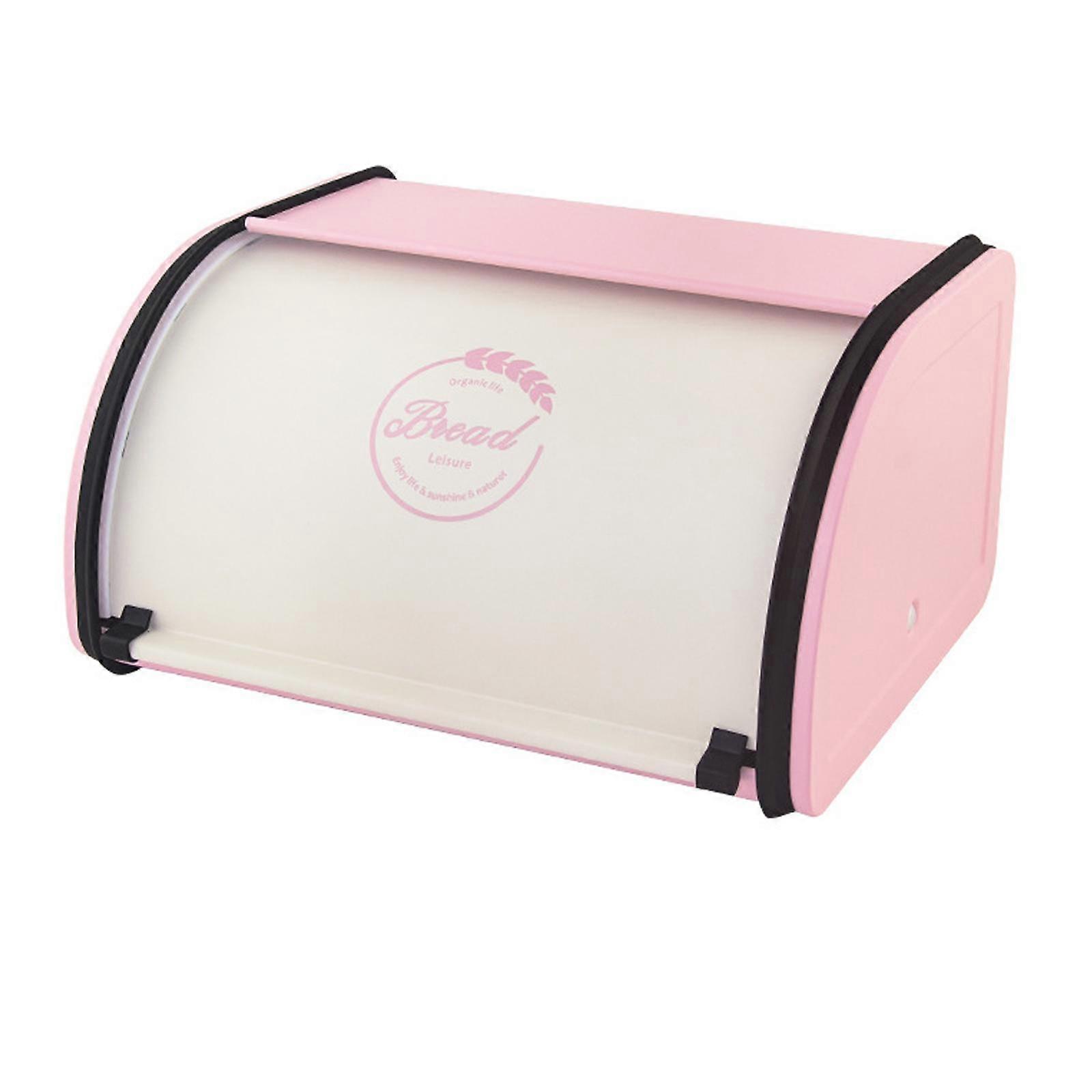 Iron Bread Box Dustproof Practical with Roll Top Lid for Office Kitchen Home White Gray S