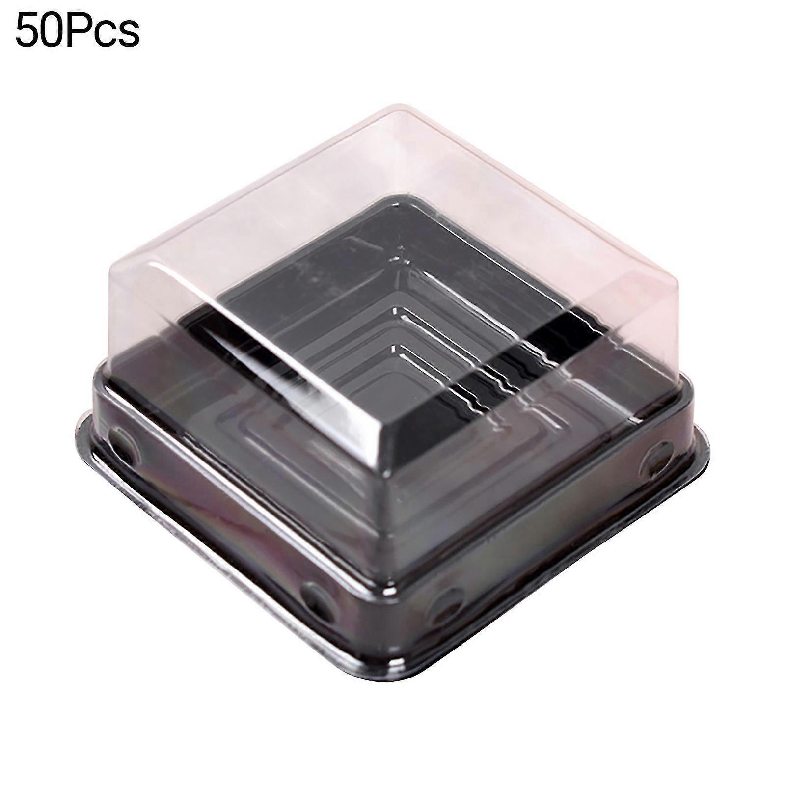 50 Set Cake Box Beautiful Appearance Disposable Plastic Clear Square Moon Cake Container For Pastries