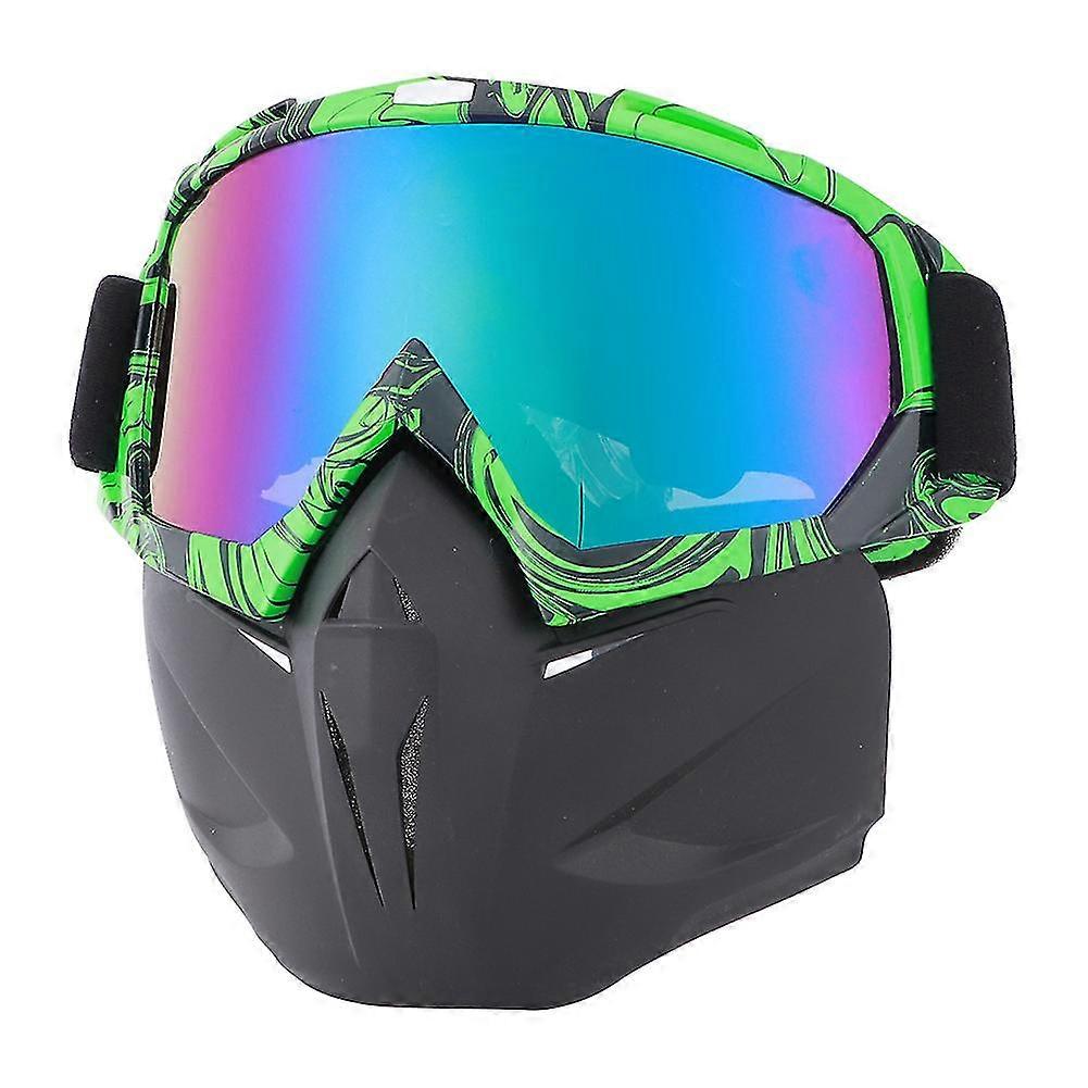 MotorcycleWindproofGogglesHelmetSkiingGlassesBlackGreen