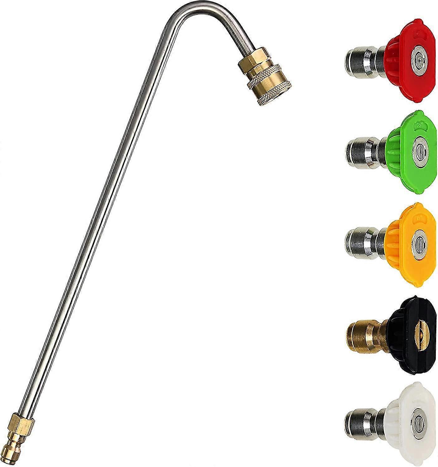 Gutter Pressure Washer, Angled Extension Wand For Gutter Cleaning, 5 Nozzle Tips, 1/4" Quick Connect, 33cm