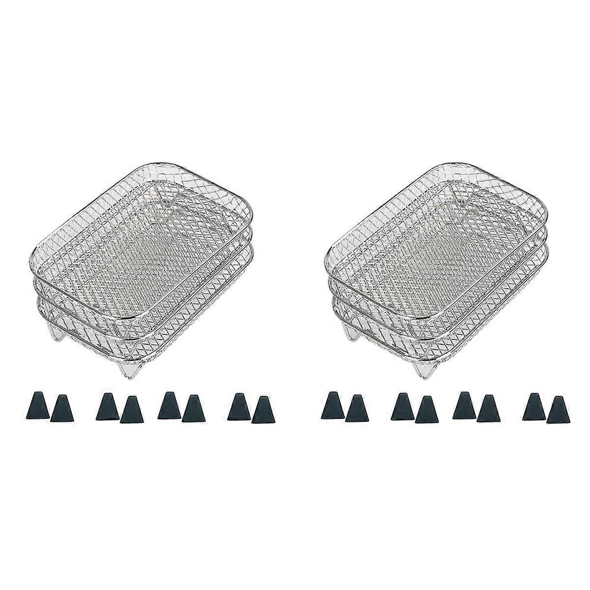 2X Air Fryer Rack for Ninja Dual Basket, 3 Layers, Stacking Bacon Racks, Air Fryer Accessories for