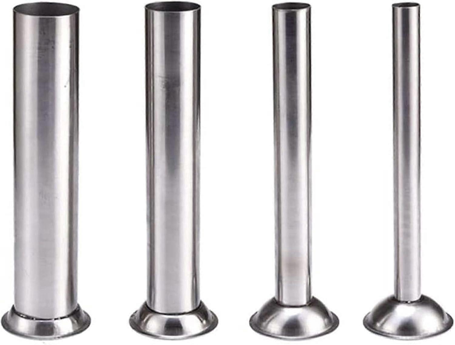 4pcs צינורות מילוי נקניק נירוסטה יצרנית קיט מטחנה מילוי מילוי צינורות למילוי נקניק ידני