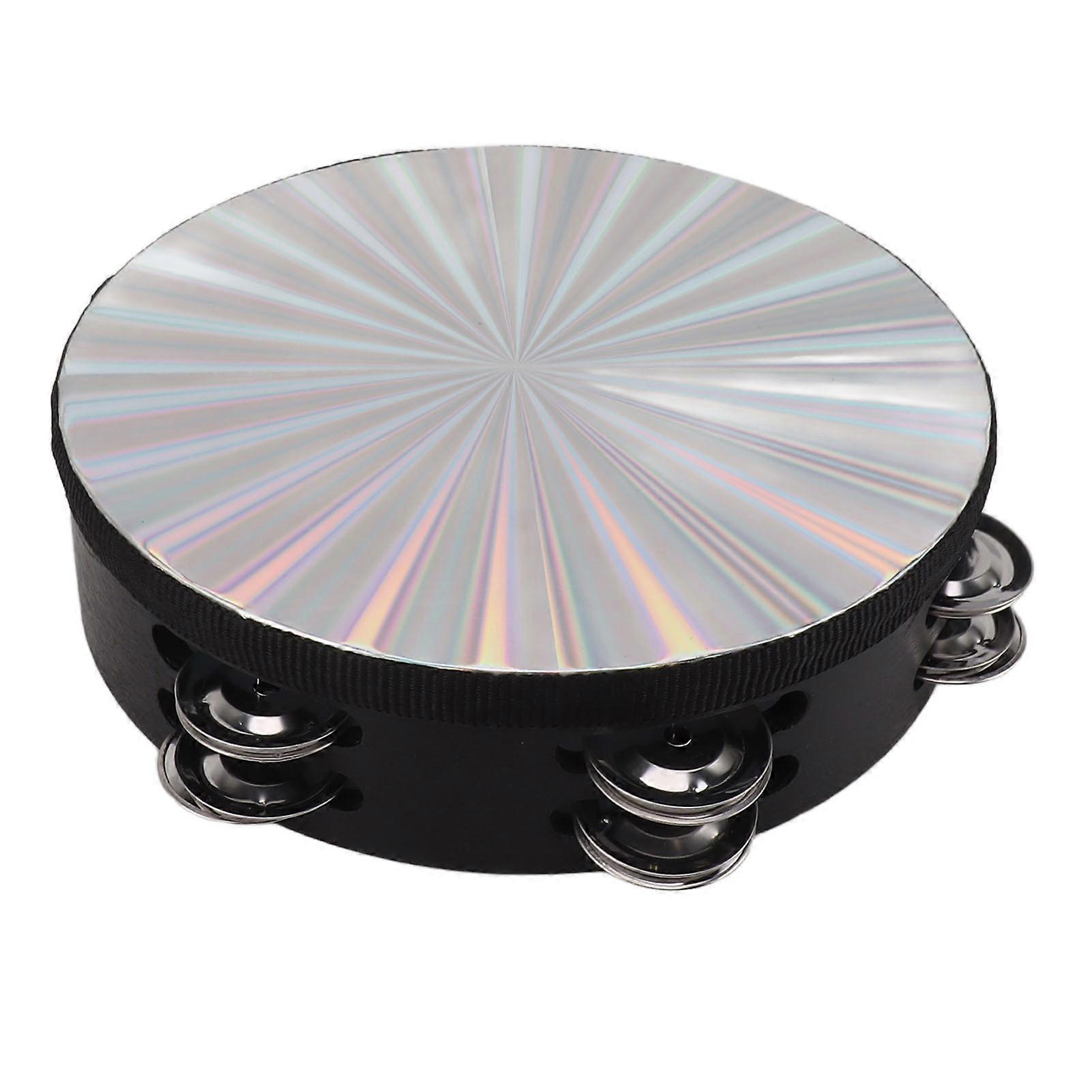 Tambourine Double Row Jingles Drum Metal Bell Handheld Drum Kids Percussion Musical Instrument 10 Inch