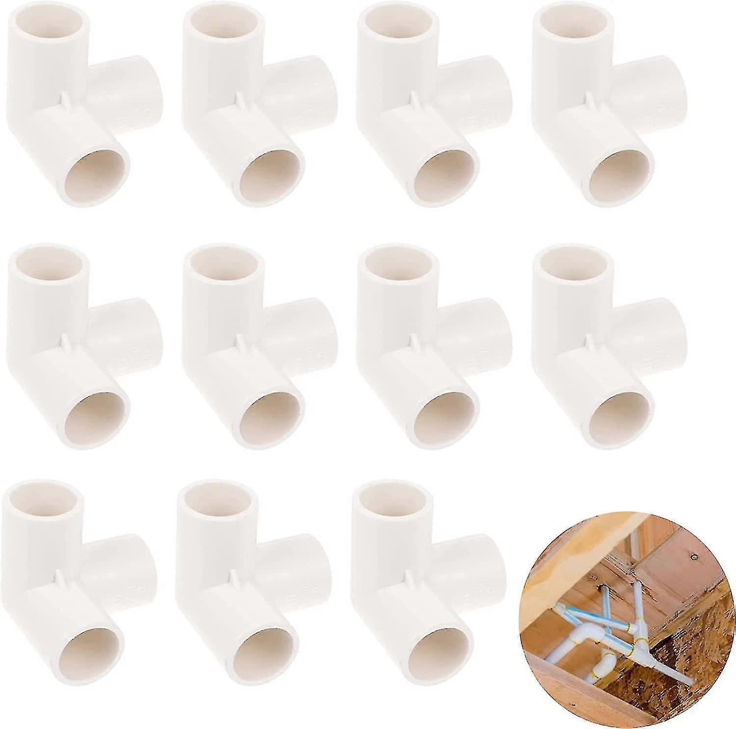 Th 3 Way Inner Diameter 20mm Pvc Fittings 3-way Elbow Pvc Fitting Connectors Water Pipe Joints For Irrigation Watering Pipe(11 Pcs, White)