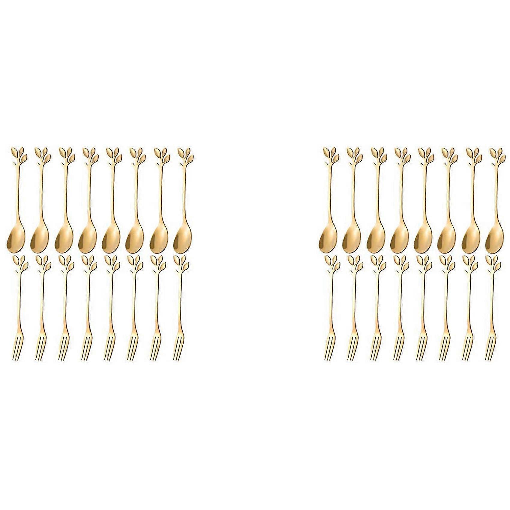 20PCS Dessert Spoon and Fork Set Creative Fruit Fork -Gold