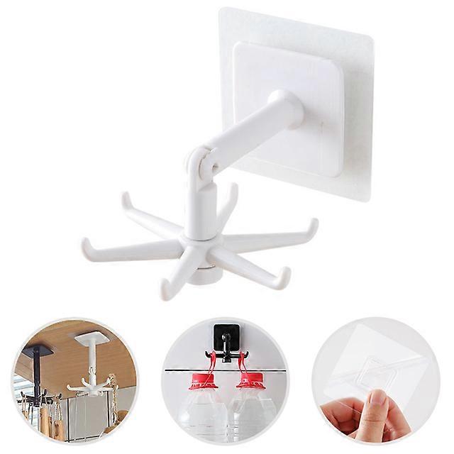JWL 2pcs Wall Hooks Kitchen Utensil Holder Unpunched Wall Hooks Moisture Proof 360 Swivel Hook Rotating Utensil Hook Holder Wall Hook