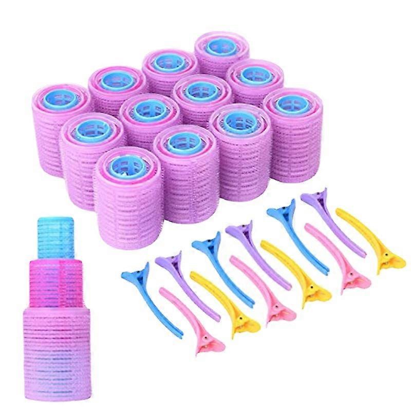 Hair Rollers Large Curls Set,48 Pieces Self-Adhesive Rollers in 3 Sizes,Curlers without Heat for Long and Short Hair Rollers with Hair Clips (48 mm,36