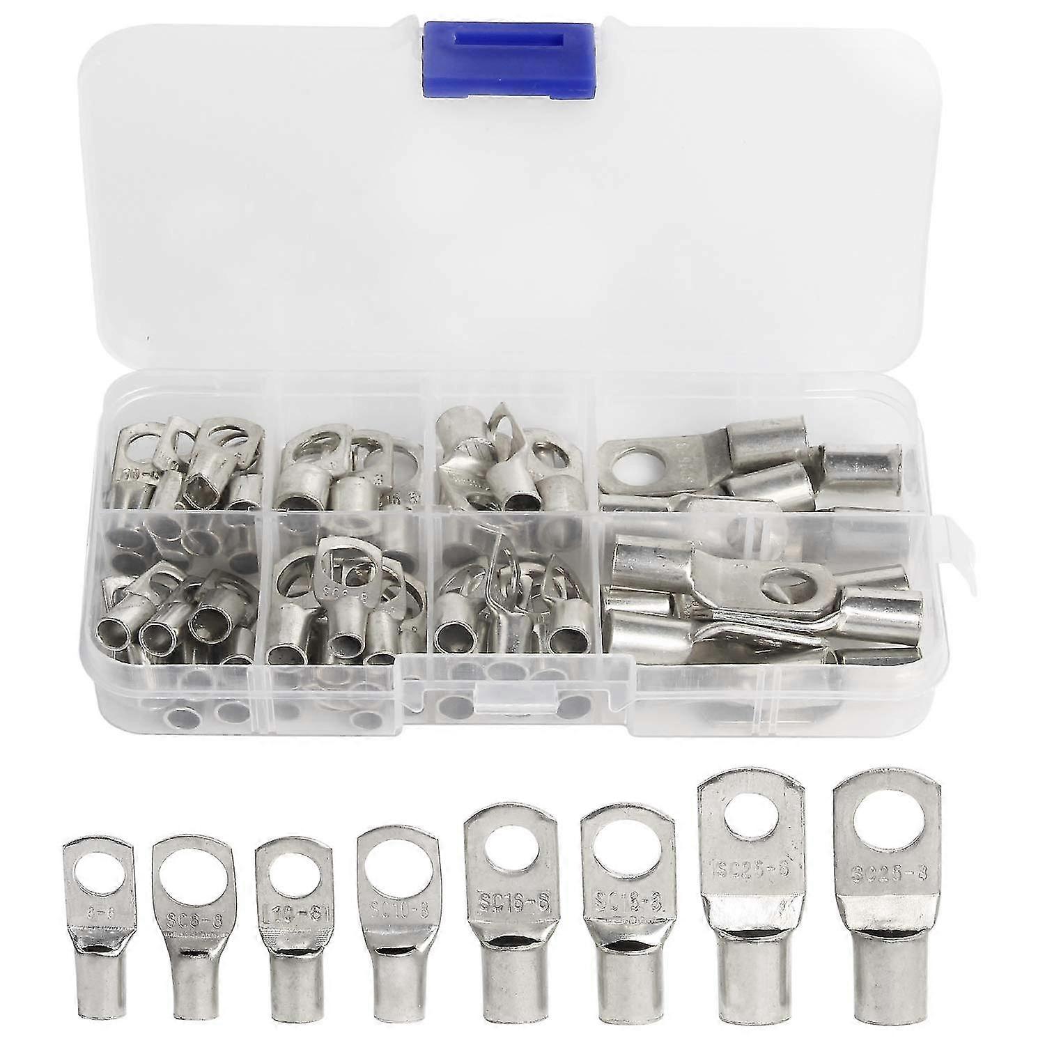 60 Pcs Electrical Tinned Copper Bolt Hole Sc Crimp/solder Connectors