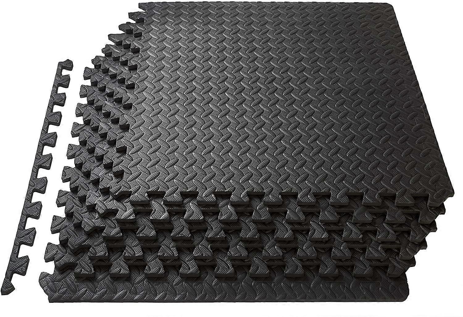Puzzle Exercise Mat, Eva Foam Interlocking Tiles, Black 24*24*0.5"