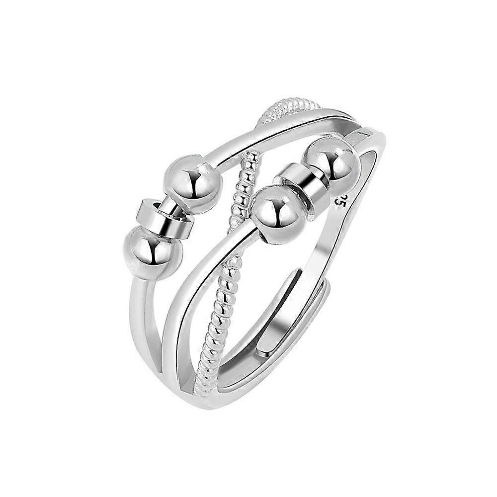 Polka Dot Beaded Stress Ring Silver