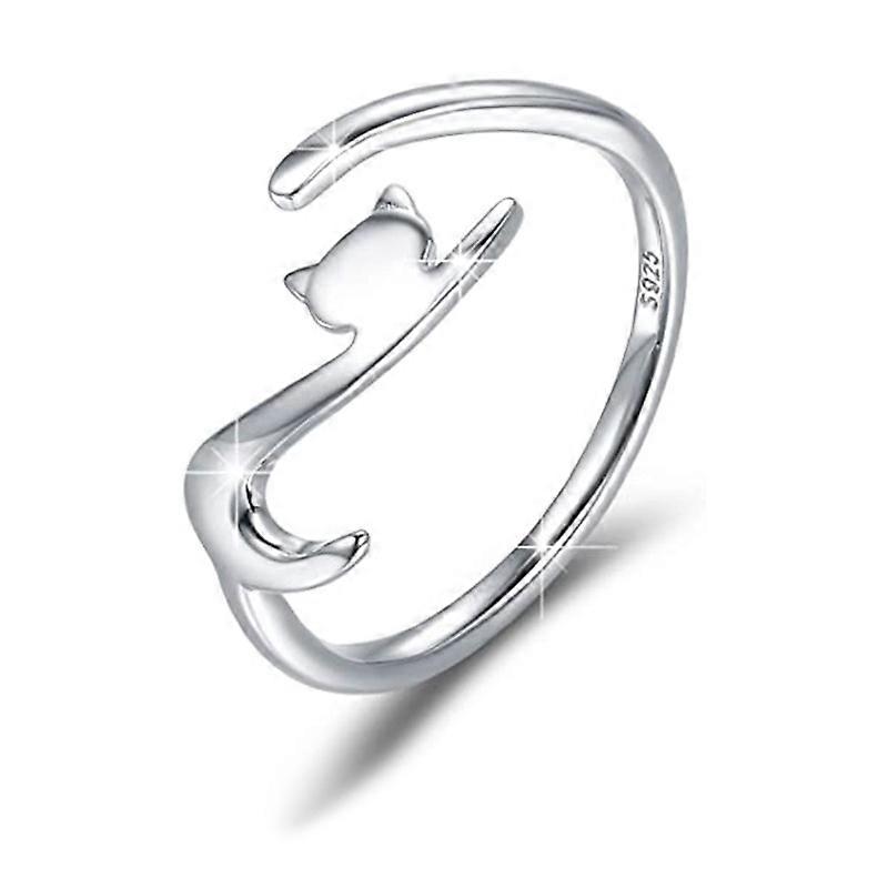 Cubic Zirconia Cat Star Moon Butterfly Ring Cute Ring Adjustable Delicate Ring, Cat Gift for Cat Lovers