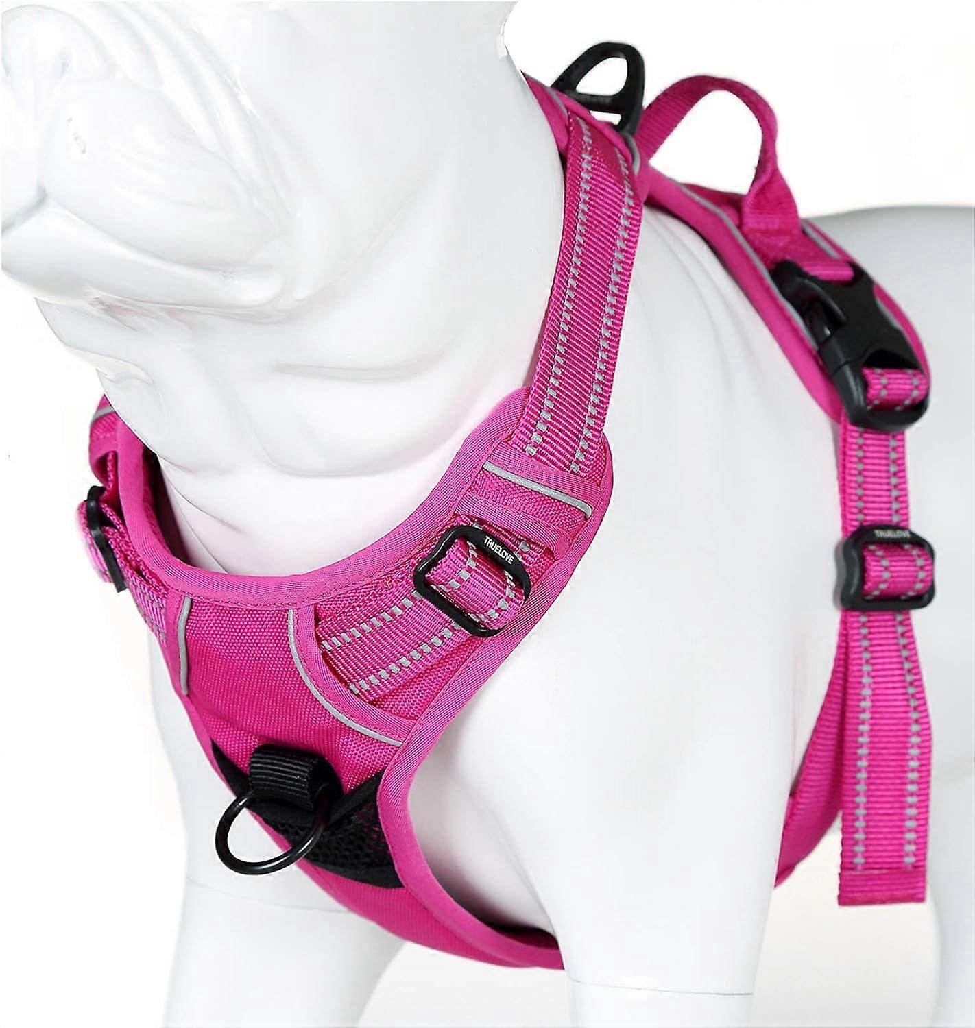 Truelove Soft Front Dog Harness Reflective No Pull Harness with Handle and 2 Leash Attachments