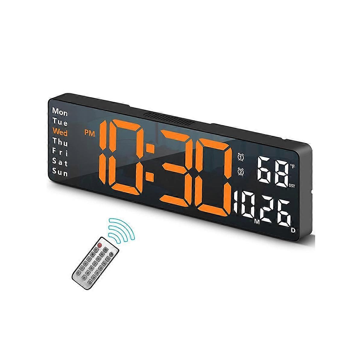 13Inch Display LED Digital Wall Clock Remote Control Table Alarm Clock Date Week Timer Automatic Di