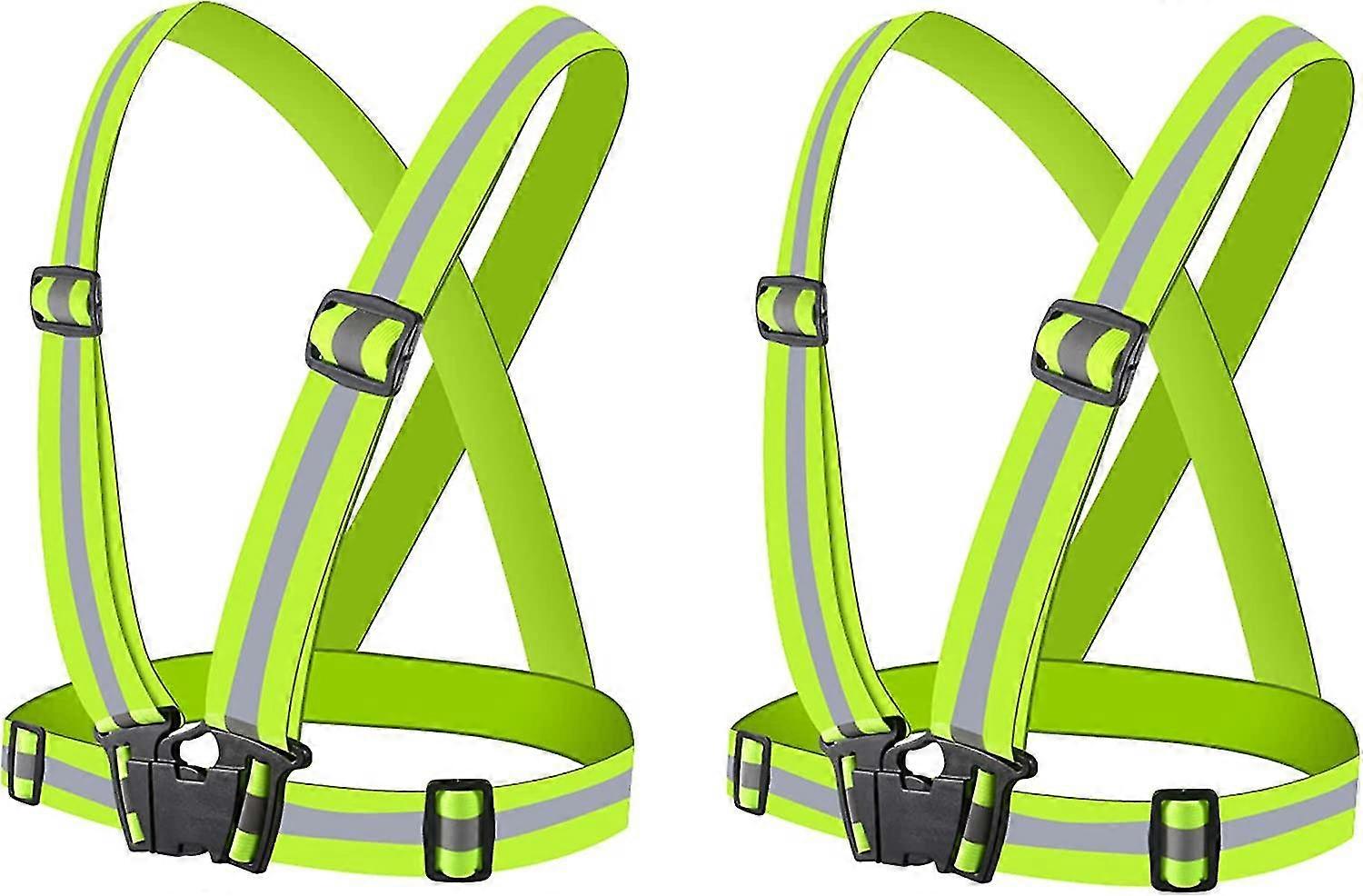 אפוד מחזיר אור 2 חלקים, רתם פלואורסצנטי בטיחותי סרט זרוע בעל נראות גבוהה, אפוד בטיחות, מתכוונן, אפוד רפלקטיבי בטיחותי אלסטי, אפוד בטיחות עבור