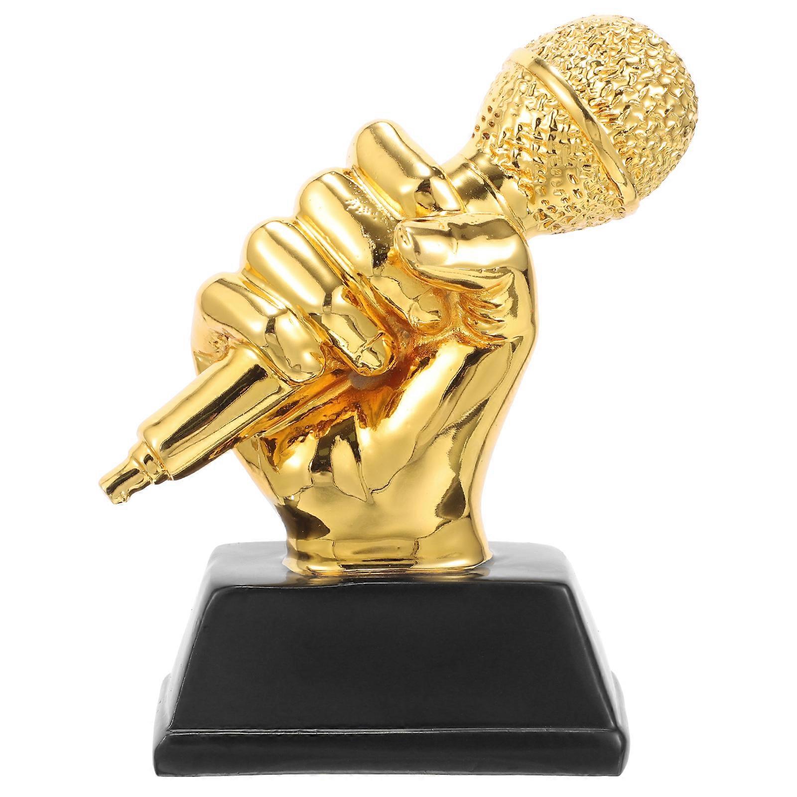 Microphone Trophy Students Singing Competition Host Contest Trophy Award Honor Trophy